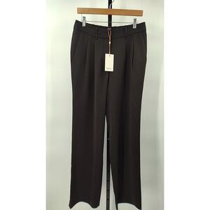 Quince Women Stretch Crepe Pleated Wide Leg Pants Black 10